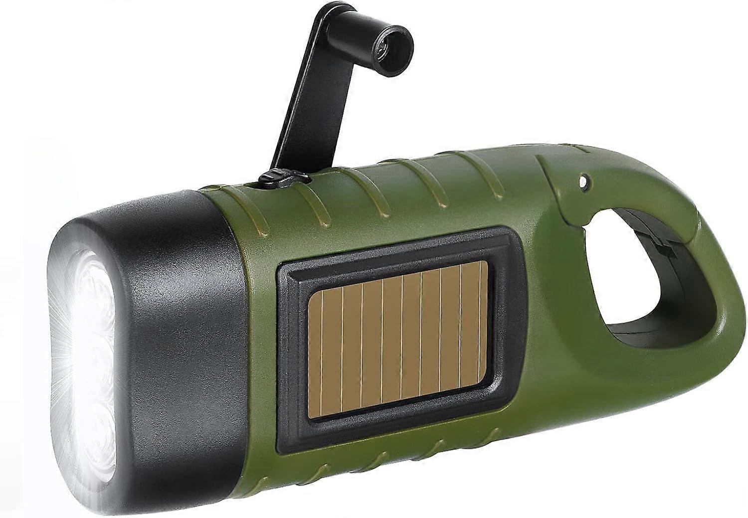 Solar Hand Crank Flashlight, Compact Rechargeable Emergency LED Flashlight, Portable Survival Flashlight, Quick Crank Dynamo Flashlight for Outdoors,
