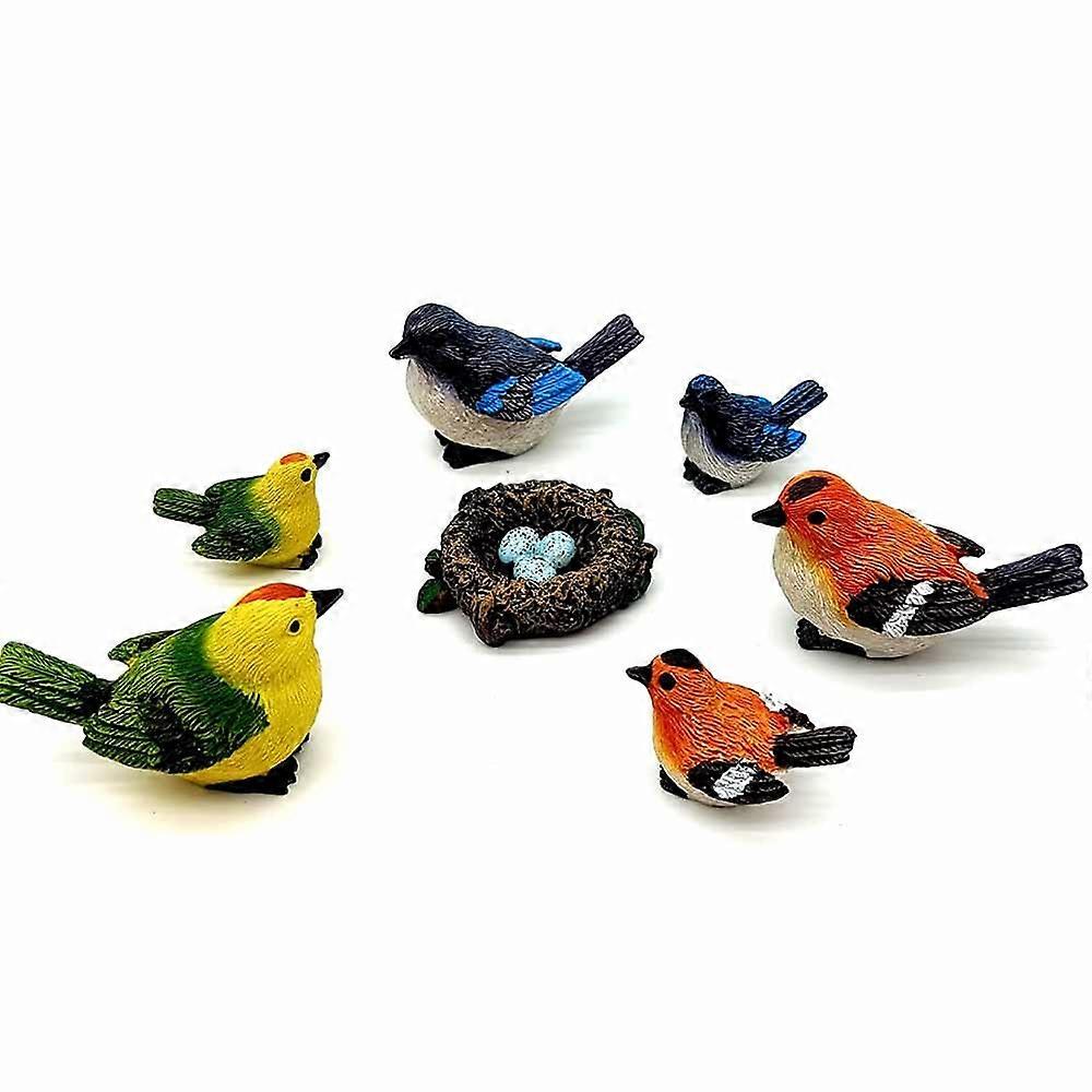 Miniature Bird Decorative Figurines for Your Home: Songbird Garden Figures with Different Poses, Hand Painted for Authenticity