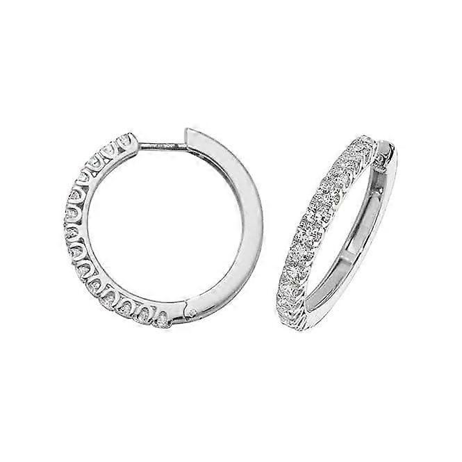 Diamond Jewellery 18ct White Gold Diamond Hoop Earrings EDQ309W