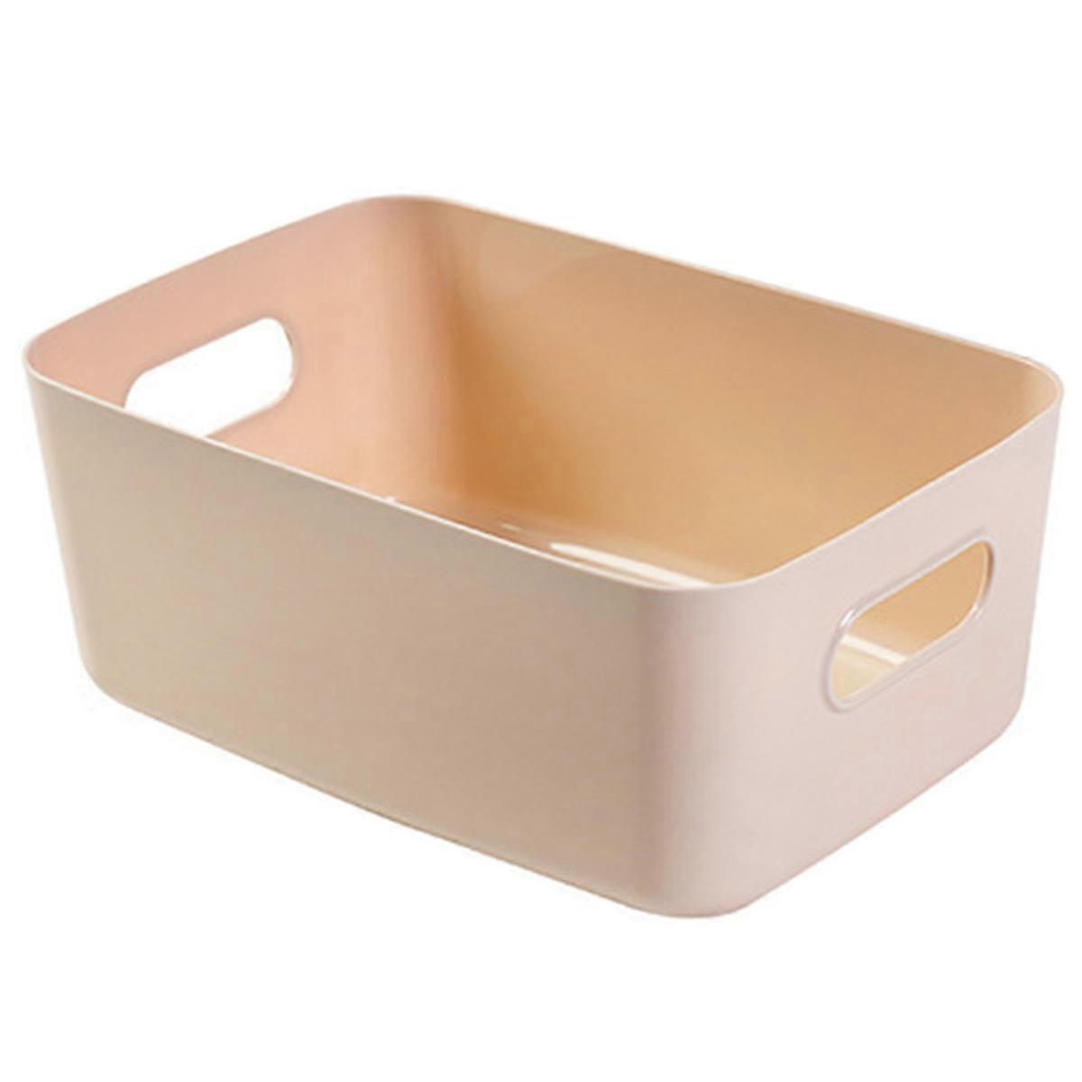 Desktop Storage Basket PP Cosmetic Storages Box Desktops Sundries Organizer with Handle for Household Large Apricot