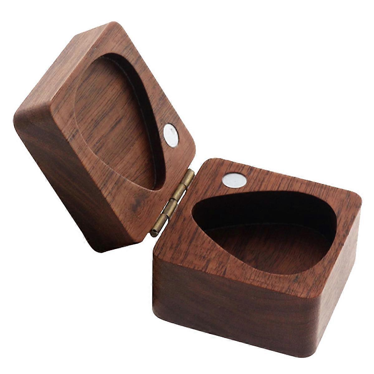 Guitar Pick Box Walnut Guitar Pick Storage Case Holder Organizer