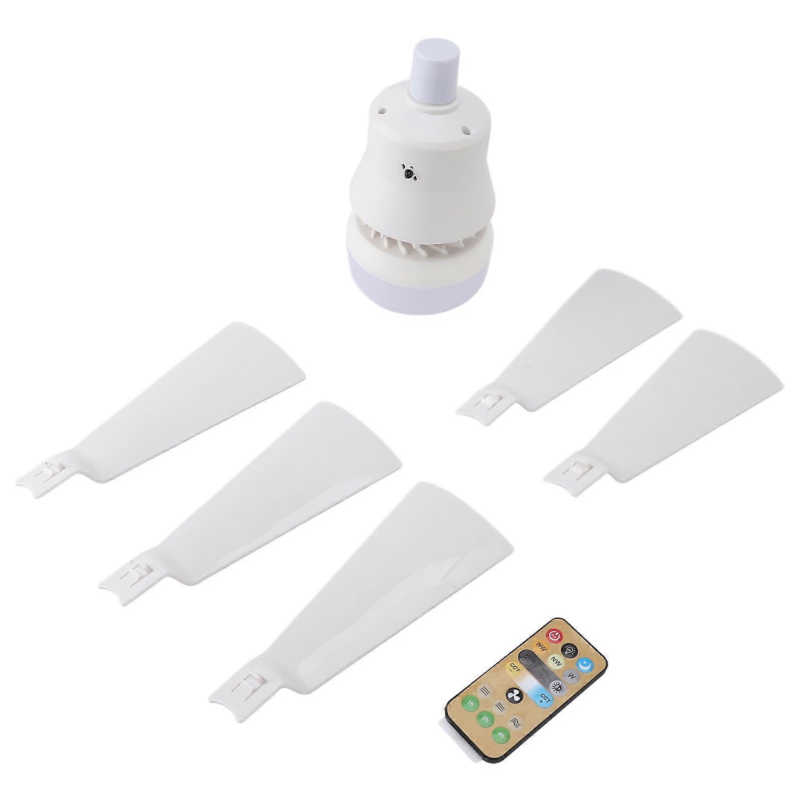 Ceiling Fan Light Dimmable 3 Color Temp 3 Wind Speed 1H 2H 4H Timer E26 Small Fan Lamp with Remote for Bedroom Kitchen 85‑265V White