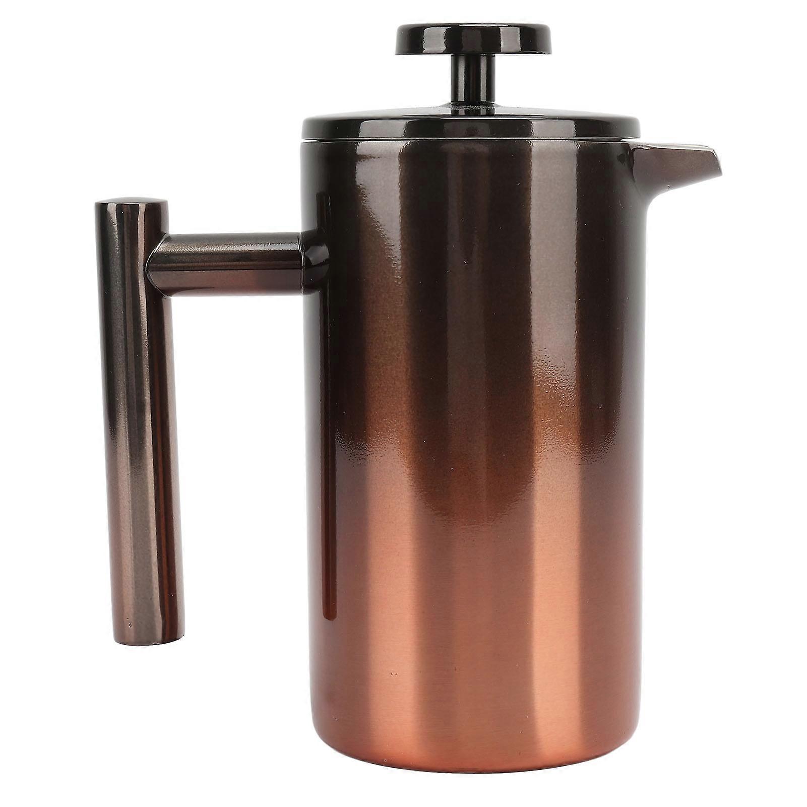 French Press Coffee Tea Maker with Filter Double Layer 304 Stainless Steel Gradient Ramp for