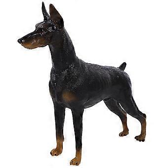 1pc Doberman Model Simulation Lifelike Static Dog Animal Statue Figurine Desktop Adornment (Black)