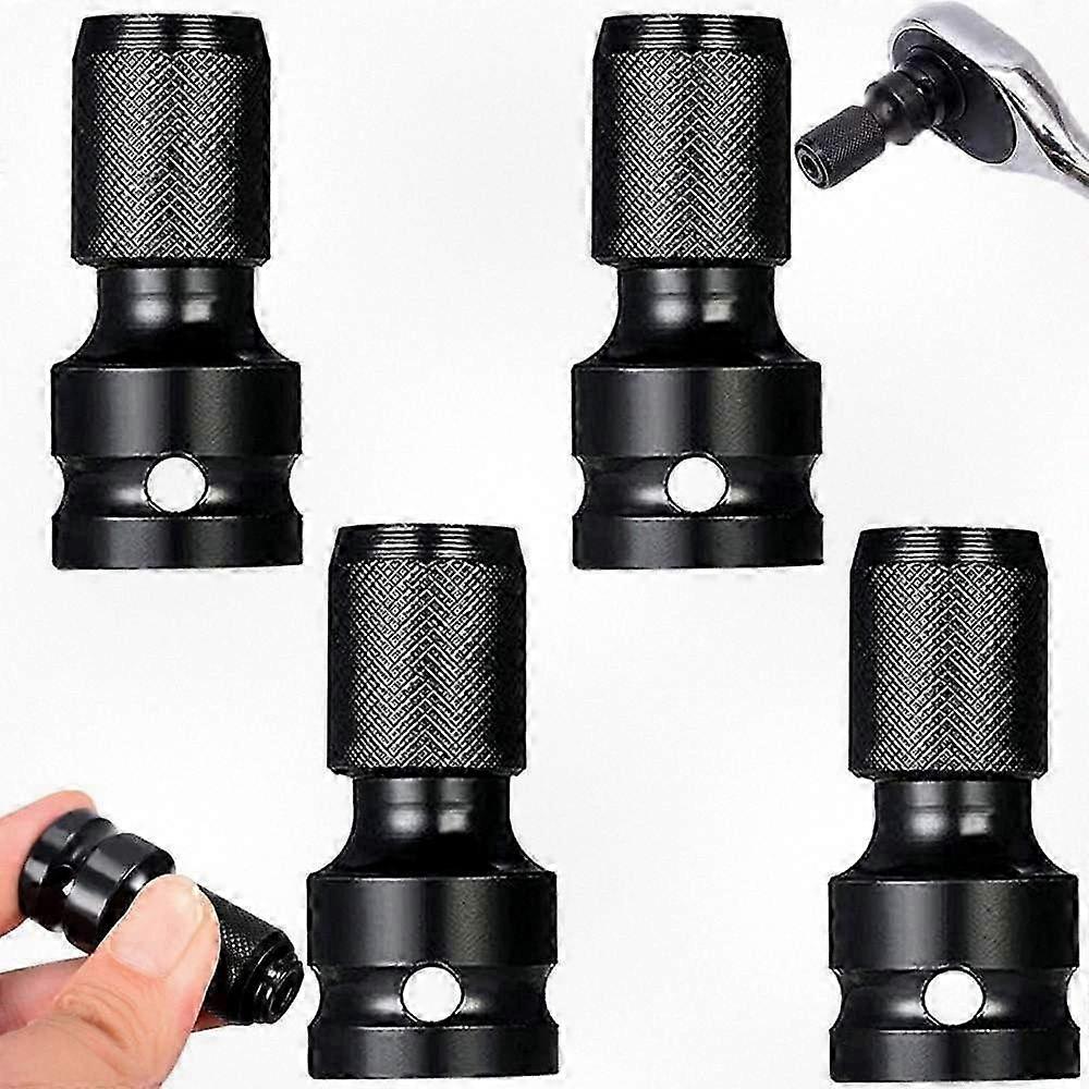 4-Piece Hex Socket Adapter Set, 1/2 Square Drive, 1/4 Hex Shank, Quick Release Design