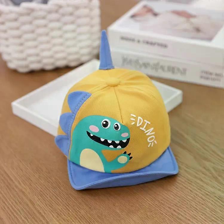 Baby Sun Hat-Adjustable Dinosaur Pattern Peaked Cap,48cm,Yellow-Yellow,48cm Adjustable
