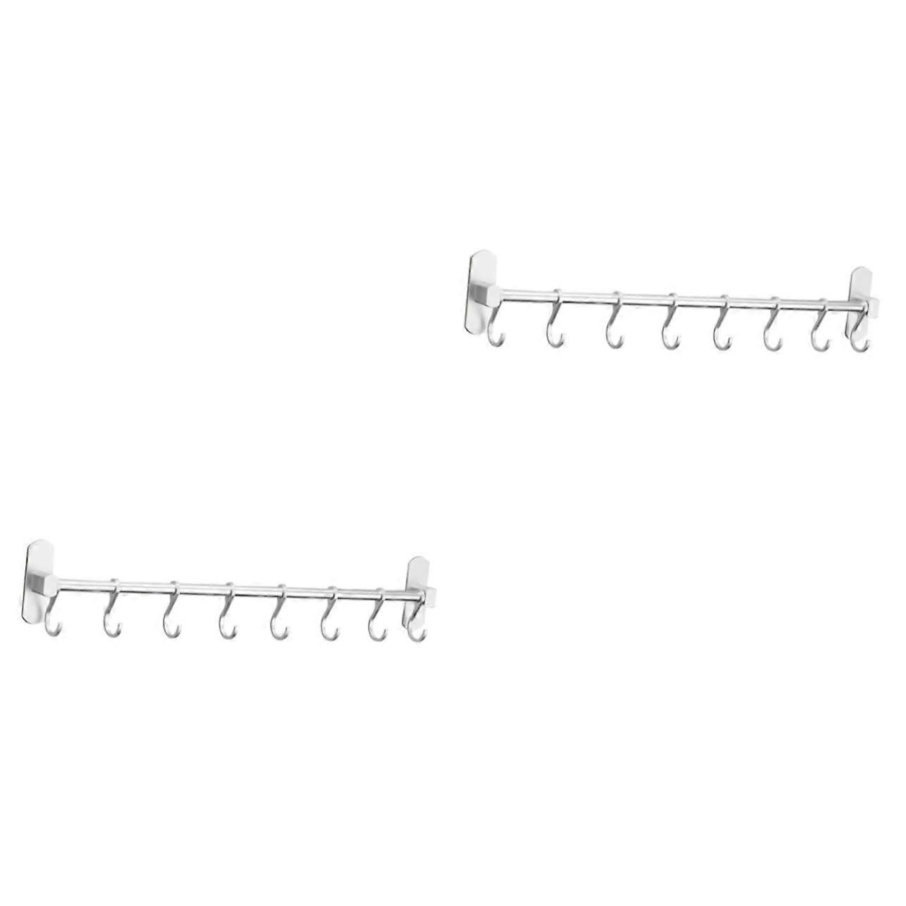 2 Pcs Movable Kitchen Row Hooks Wall-Mounted Storage Rack Kitchenware Hook