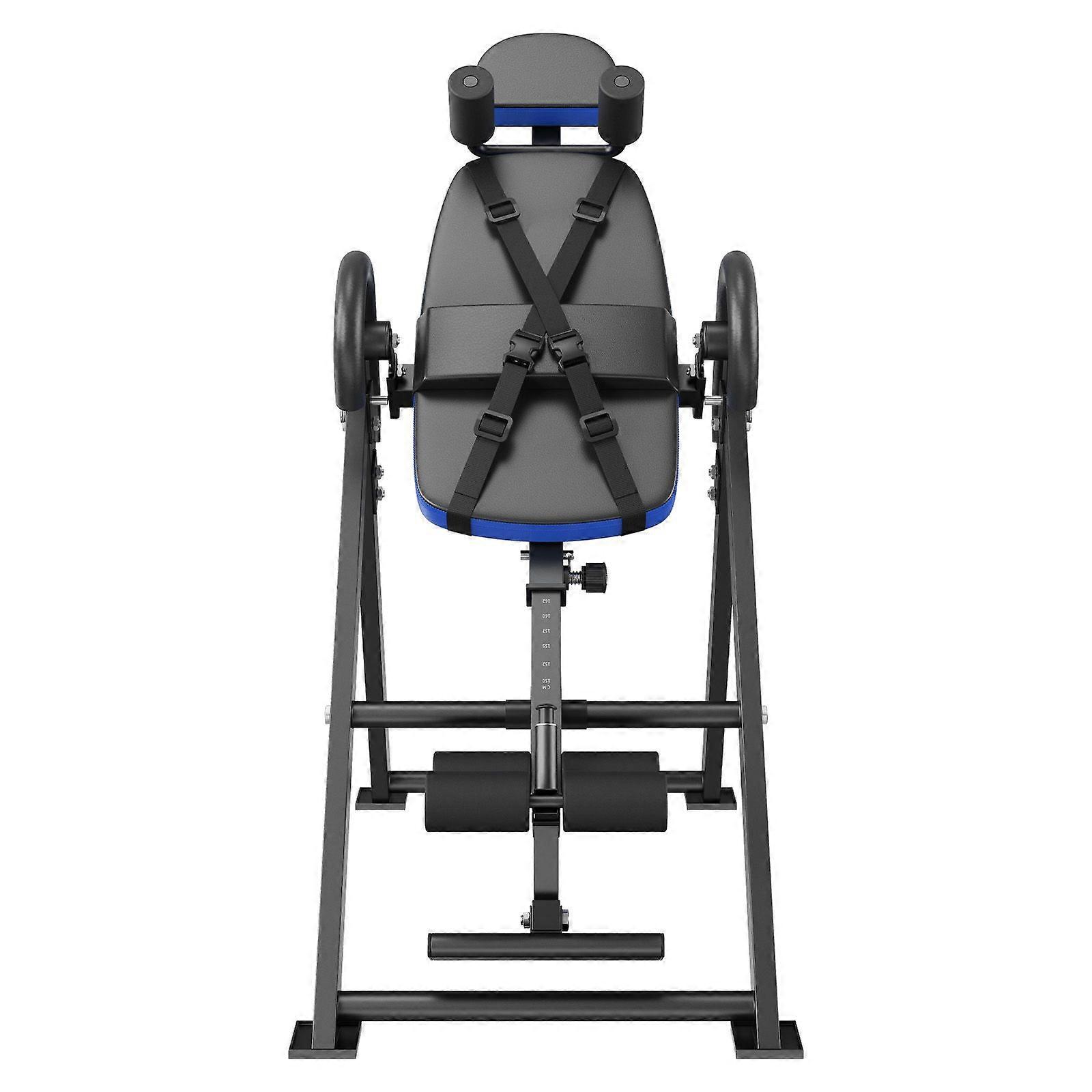 Inversion Table, 300 lbs Capacity, Strength Training Equipment with Headrest, Ankle Lock, Adjustable Protective Belt, Blue/Black
