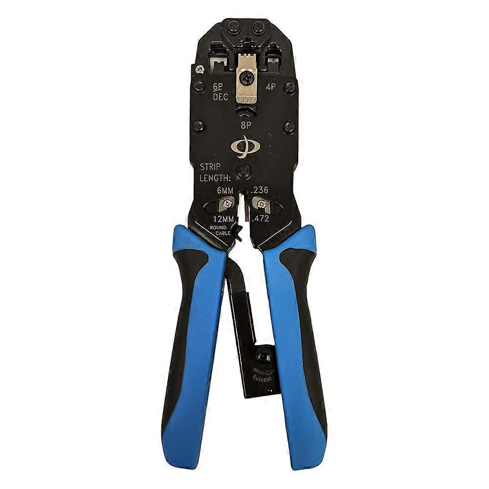 Professional Ratcheting Crimp Tool for Modular Plugs - RJ45, RJ12, RJ11, RJ9 & DEC Plugs - Strip and Cut