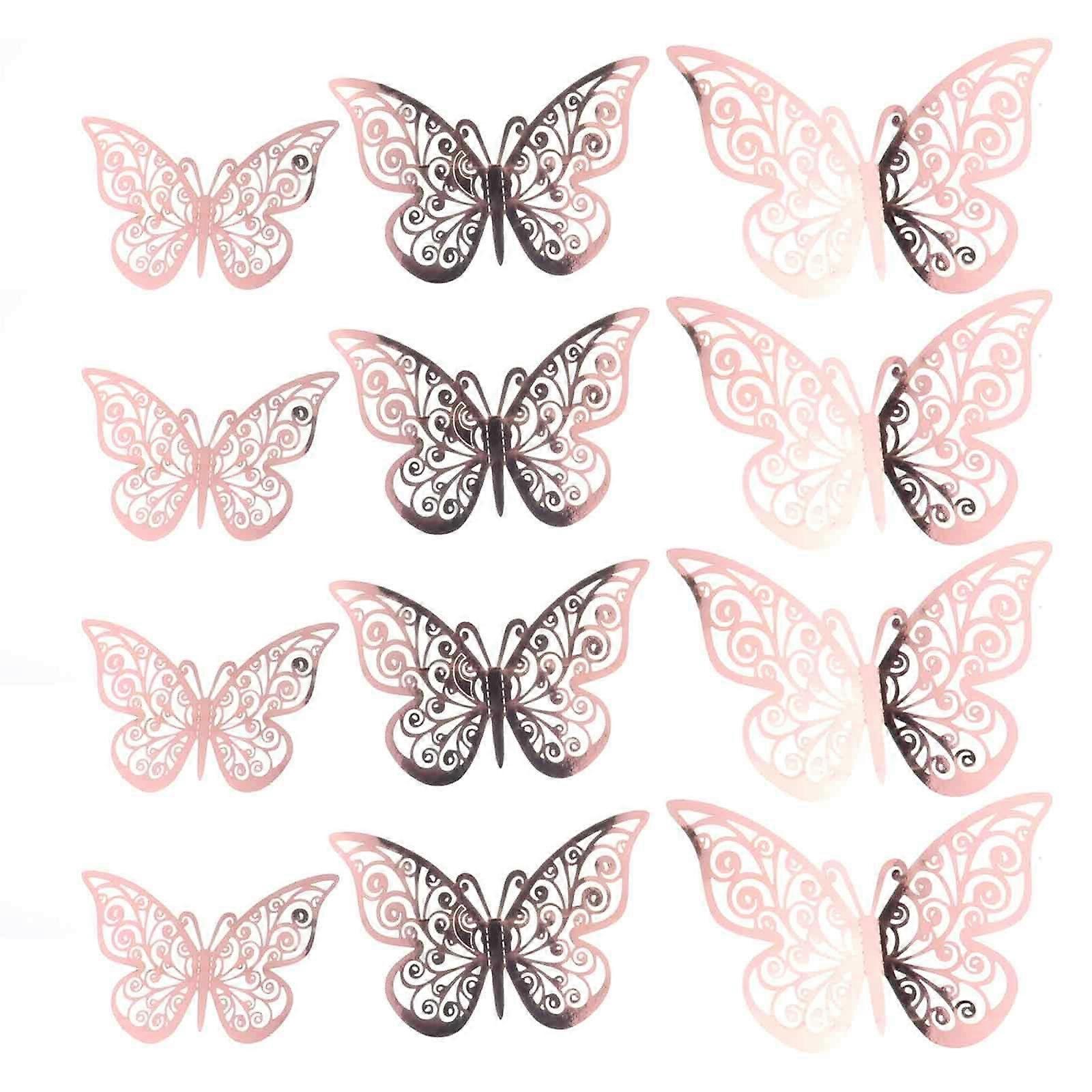 60pcs Butterfly Wallpaper - Rose Gold