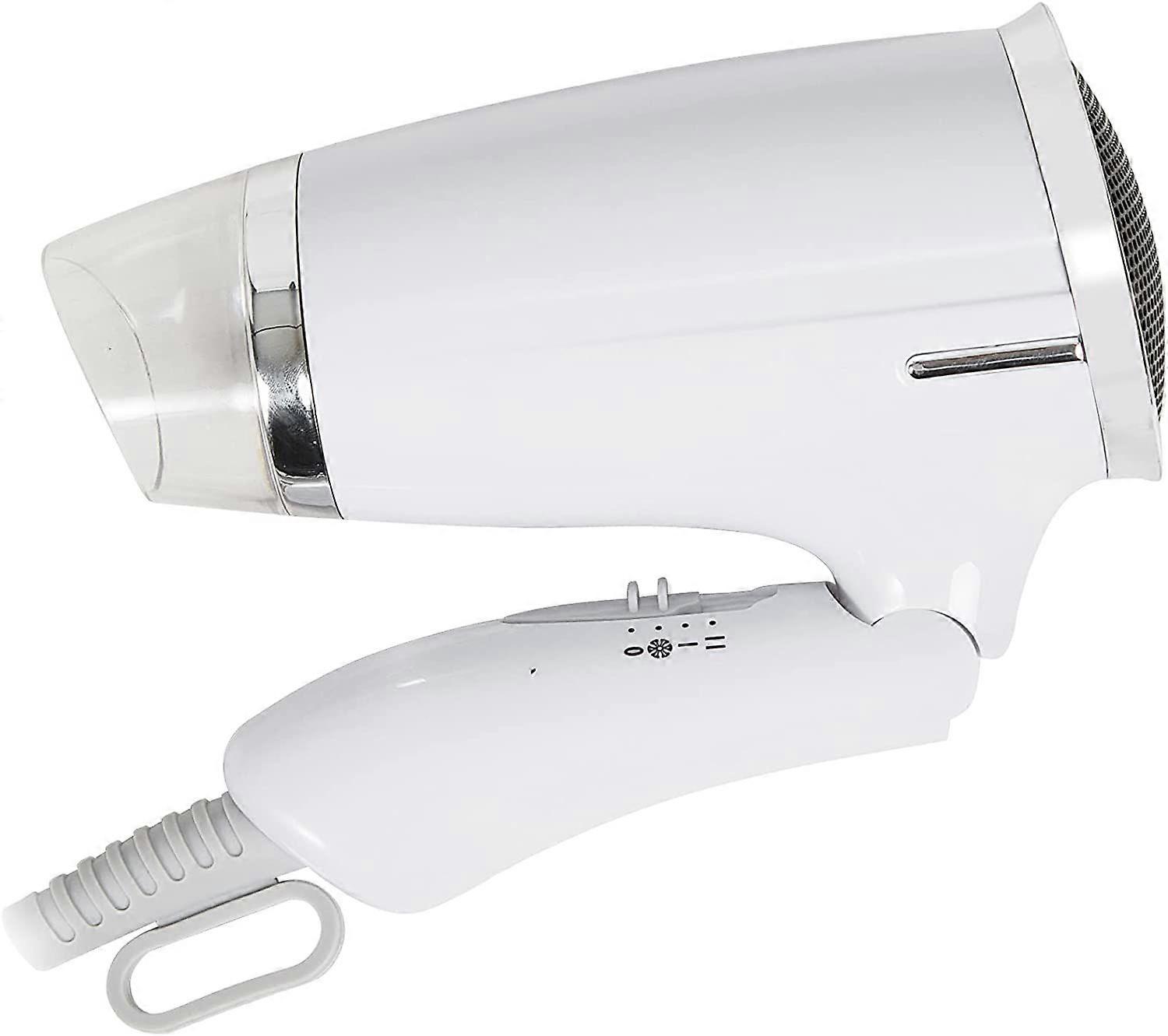 Compact Hair Dryer with Folding Handle, Low Noise Long Cord Professional Negative Ions Dryer, White