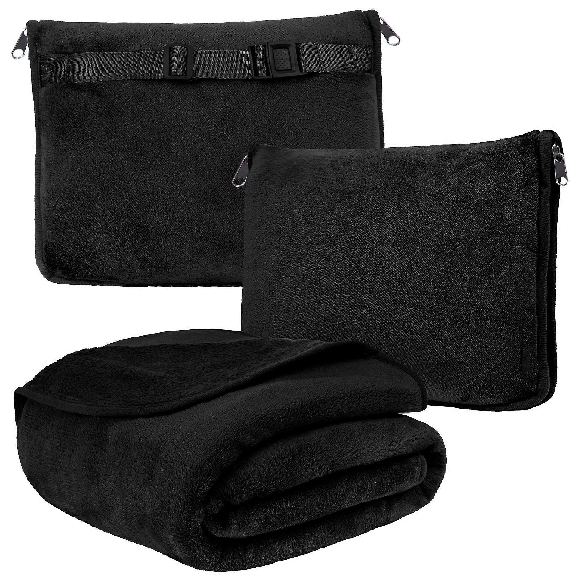 Travel Blanket Pillow - Soft Aircraft Blanket 2 in 1 Combo Set, Lightweight Plane Blanket with Memory Foam Neck Pillow for Travel