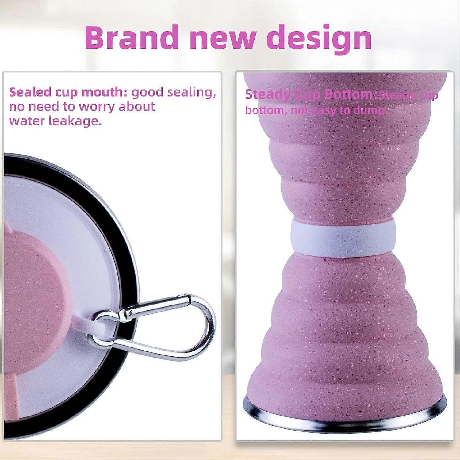 500ml Silicone Collapsible Water Bottle -Pink