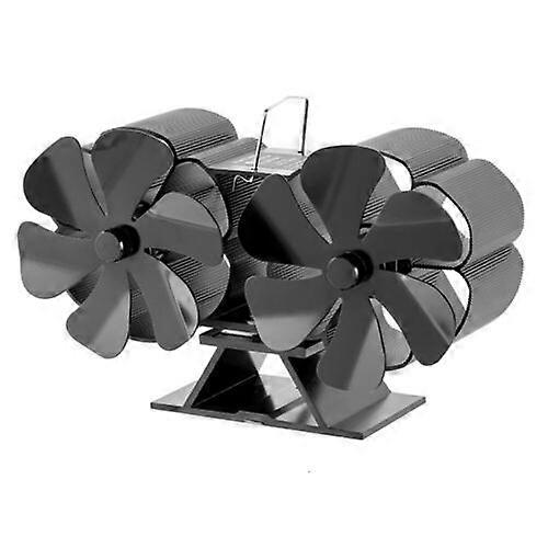 مروحة موقد مزدوجة للموقد الخشب سجل الموقد شفرات مزدوجة تعمل بالطاقة الحرارية مروحة ايكو