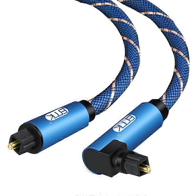 EMK 90 Degree Swivel Adjustable Right Angled 360 Degrees Rotatable Plug Nylon Woven Mesh Optical Audio Cable, Cable Length:5m 5m(Blue)