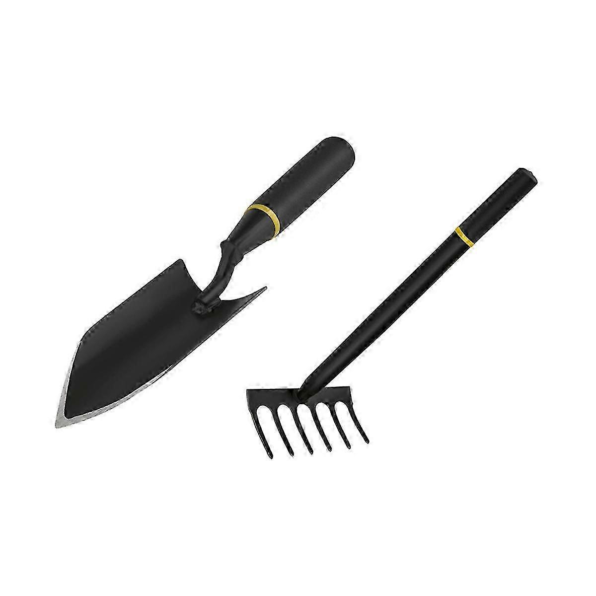 Il set di pale da giardino LM da 2 pezzi include una pala stretta con una lunghezza di 32 cm e un rastrello scarificatore con ISM