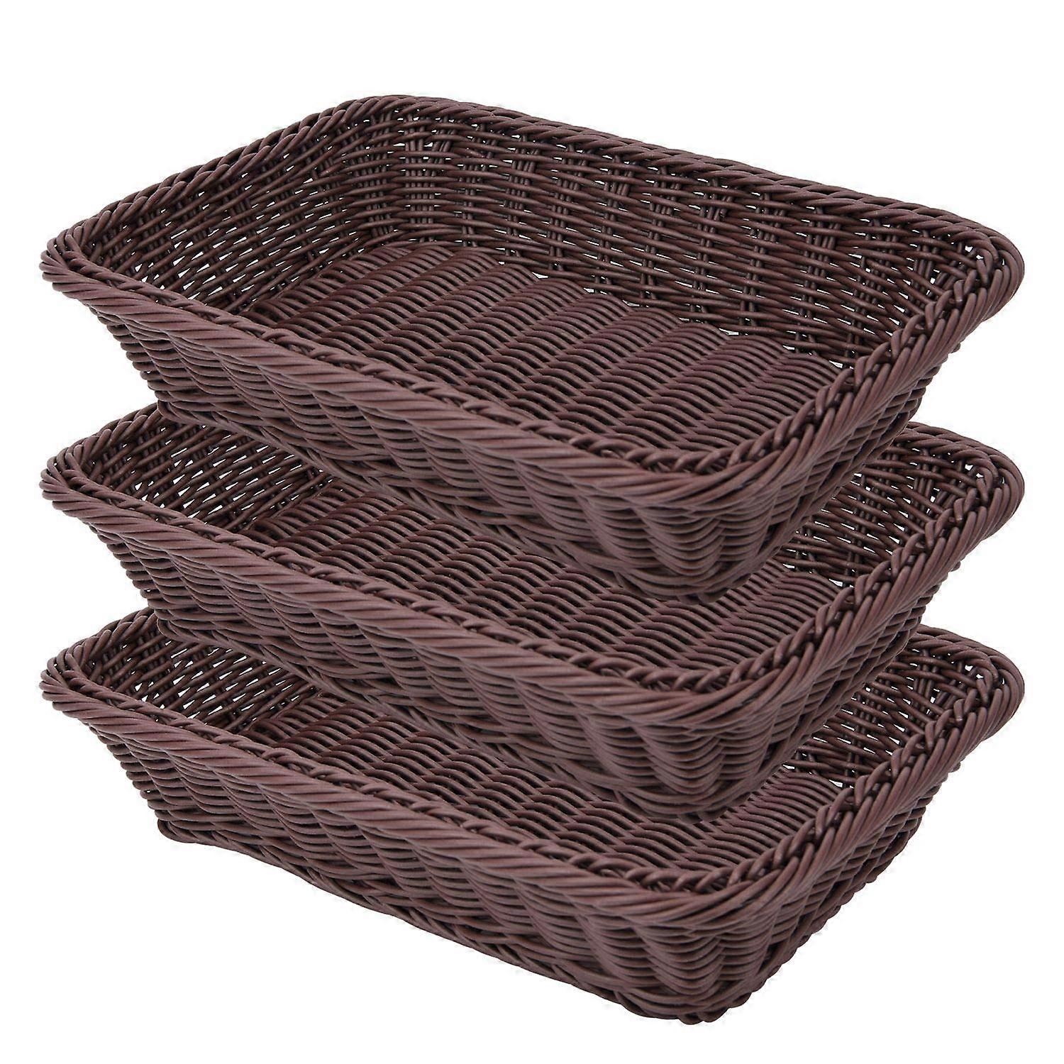 Food Serving Baskets 11.8 x 7.9 x 2.8 Inch Rectangular, Pack of 3, Tabletop Fruit Vegetable Serving Baskets