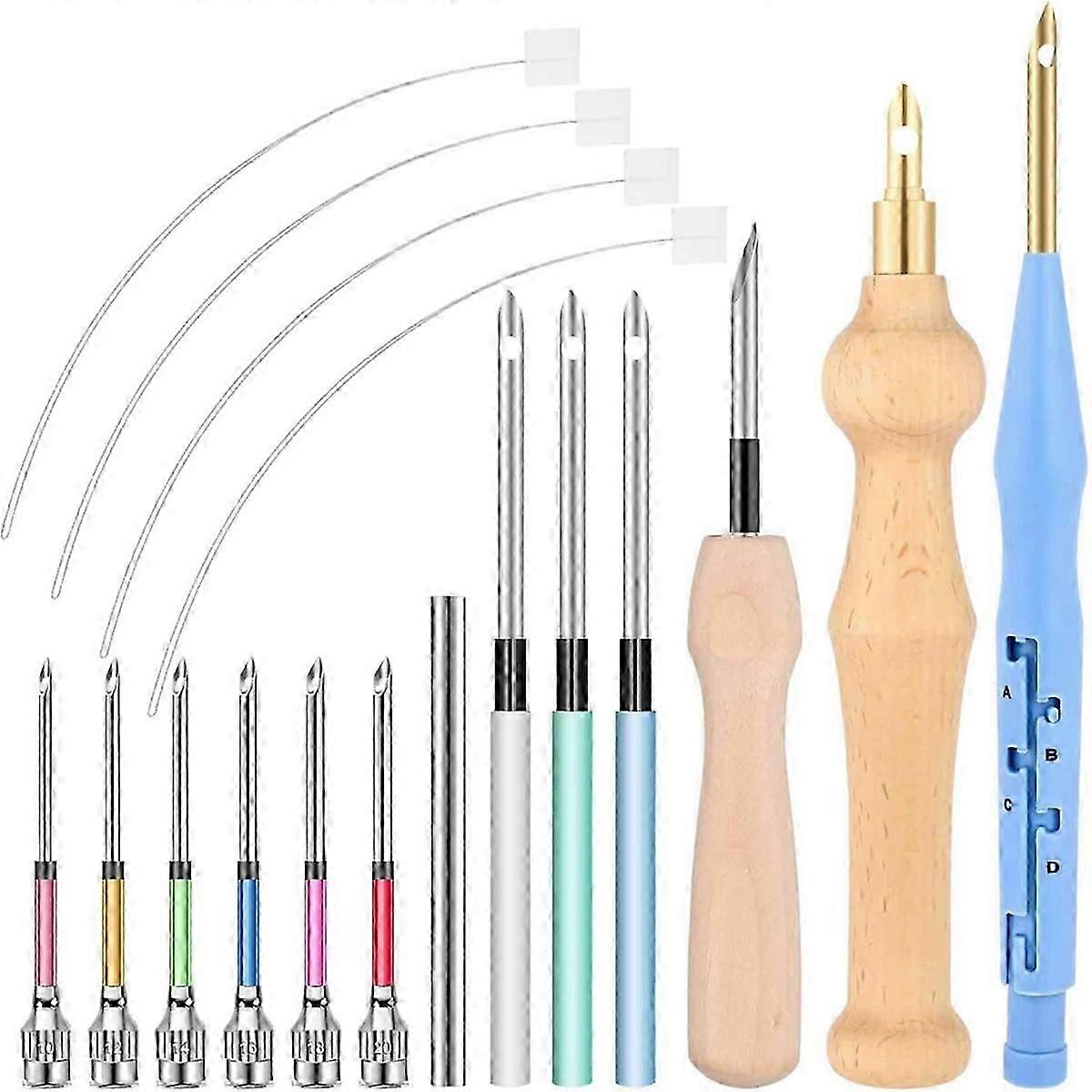 18 Pieces Punch Needle Set Adjustable Punch Needle Tool