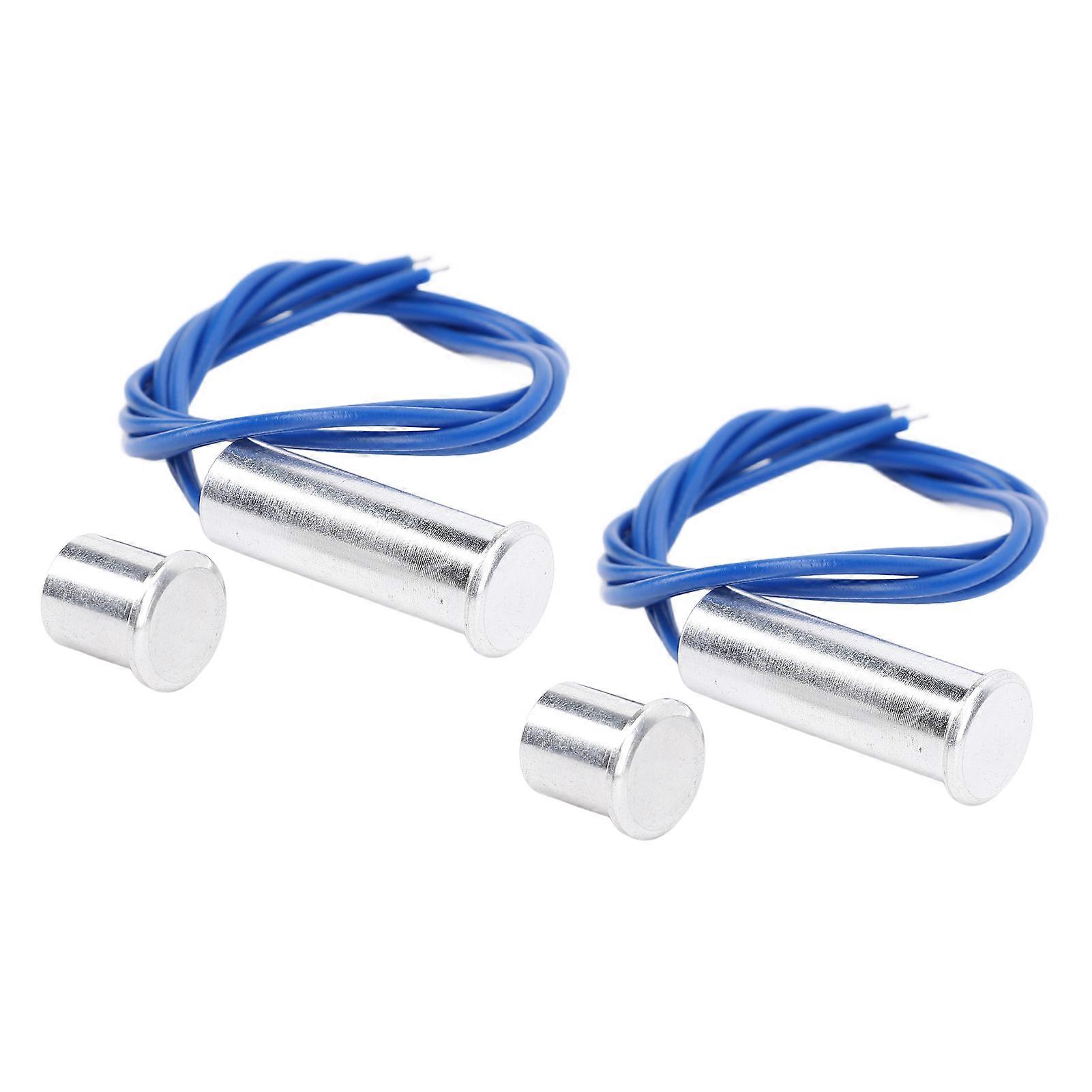 2 Sets Magnetic Reed Switch Aluminum Alloy AC220V NC Surfaces Mount Wired Door Window Sensor for Home Security Alarm System 