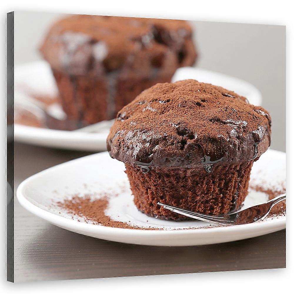 Foto op canvas, Chocolade Muffins - 50x50