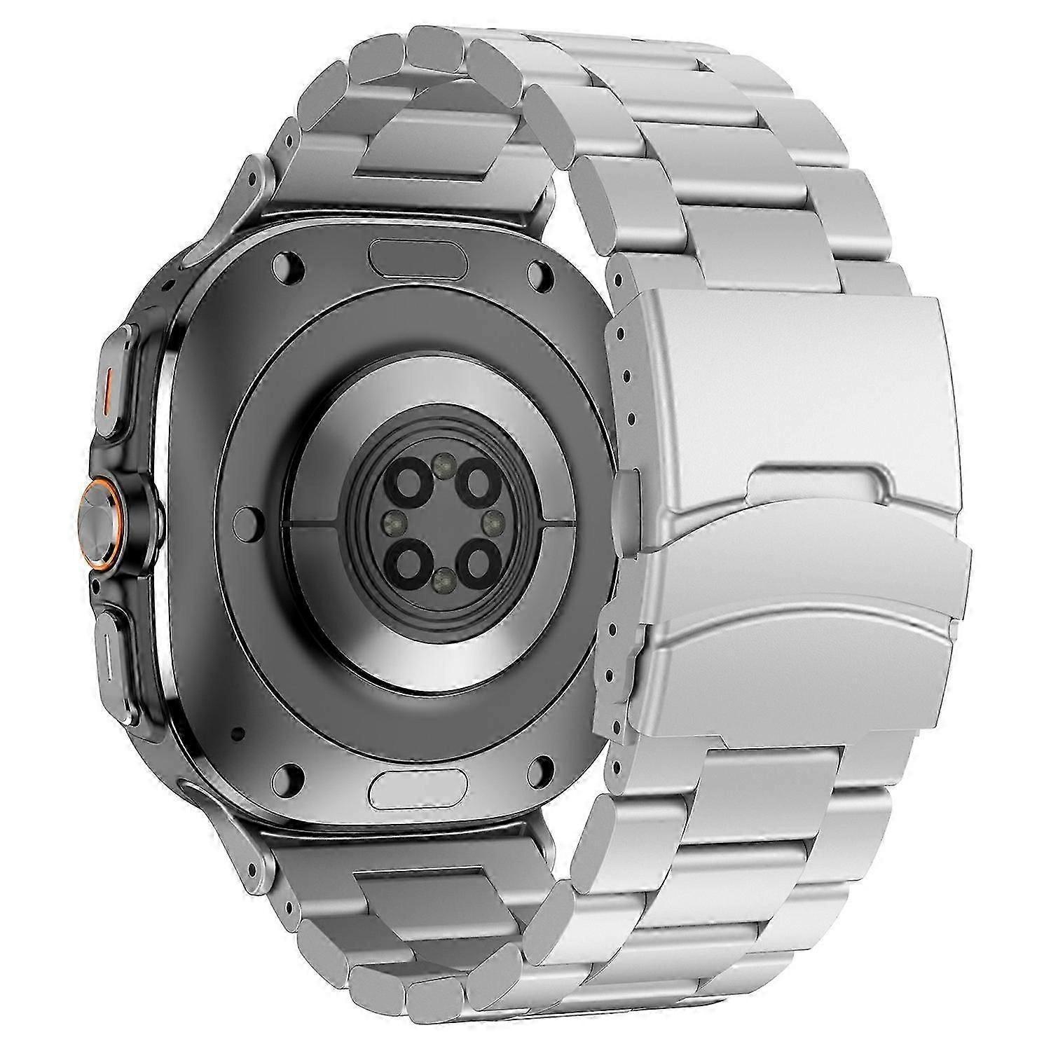 For Galaxy Watch Ultra 47mm Watch Band Titanium Alloy Three Bead Wrist Strap with Tool - Bla