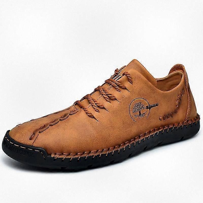 Stylish Men's Leather Casual Shoes with Hand-Stitched Design, Model 3E9933, Suitable for Various Occasions