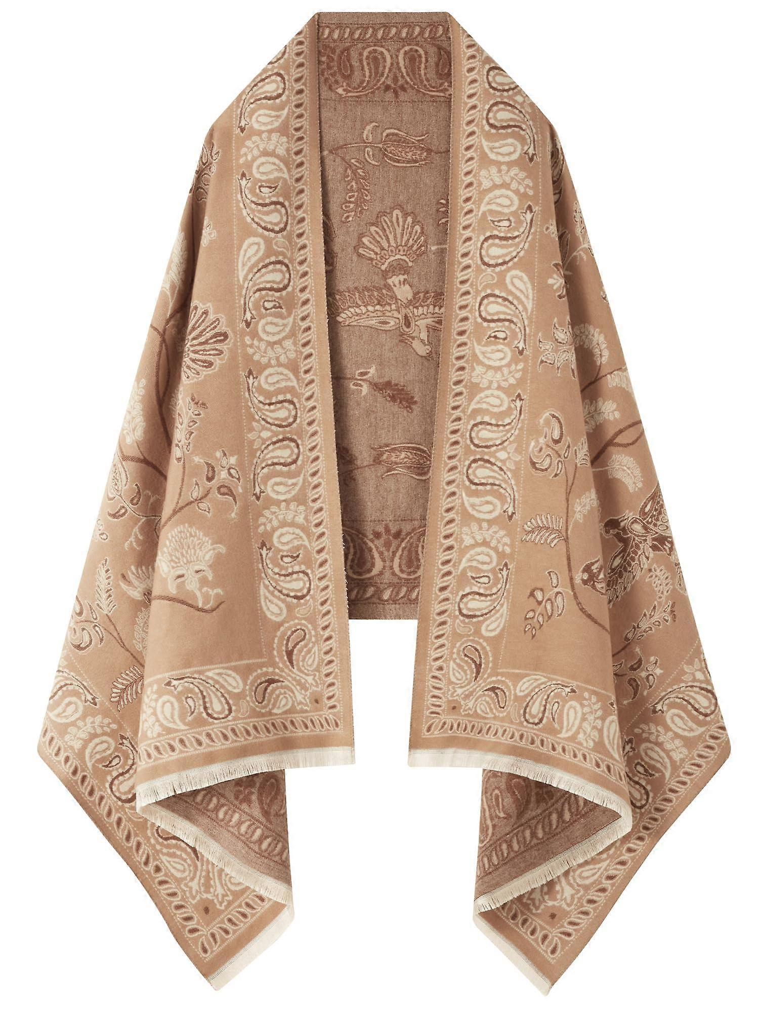 Women's Reversible Pashmina Shawl Wrap, Large Holiday Scarf Gift Box, Soft Warm Fabric, Patterned Design, Size 70"x28"