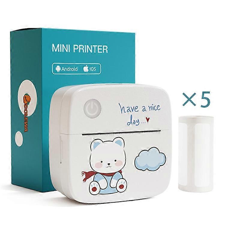 LX-D2 Mini Printer Bluetooth Connection with English Labels+5 Rolls 15mm Paper