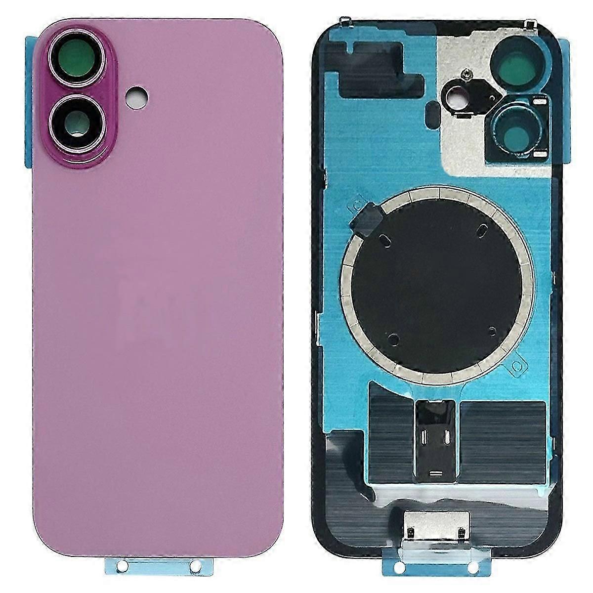 For Iphone 16 Battery Housing With Bracket+camera Lens Cover+magnetic Ring Replacement Part