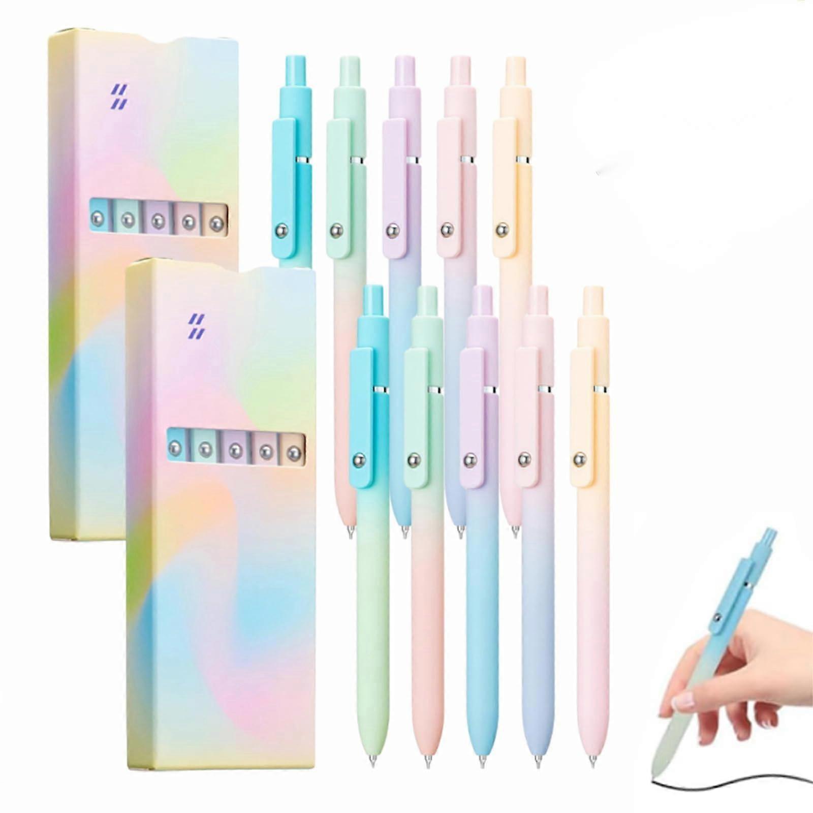 Gettoreach 5 PCS Gel Ink Pens, 0.7mm Medium Tip Black Ink, Quick Drying Pens (2set)