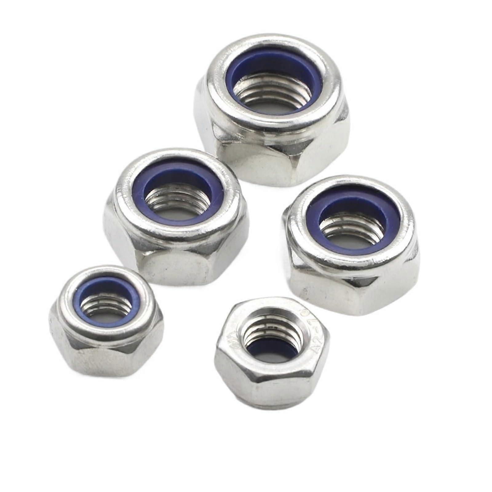 Nylon Lock Nuts M2 M2.5 M3 M4 M5 M6 M8 M10 Stainless Steel Insert Self Locking Nut 201 Stainless Steel M16 3pcs for Automotive Use