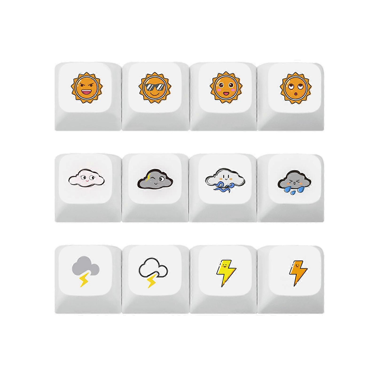  XDA Profile Keycaps 5-Side Heat Sublimated 12-Key Lovely Cloud Personality Supplement Keycap for Mechanical Keyboards