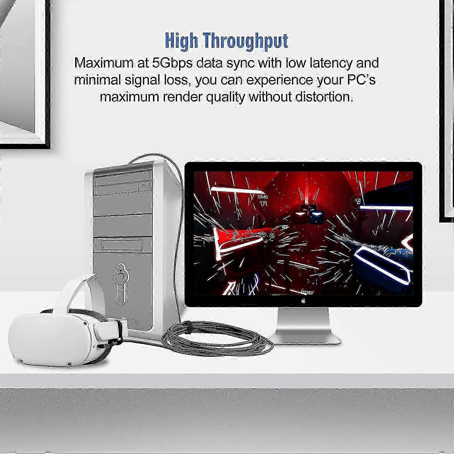 Usb 3.2 Type A To C Compatible Quest 2 Link Cable Pc Link Extension Cable