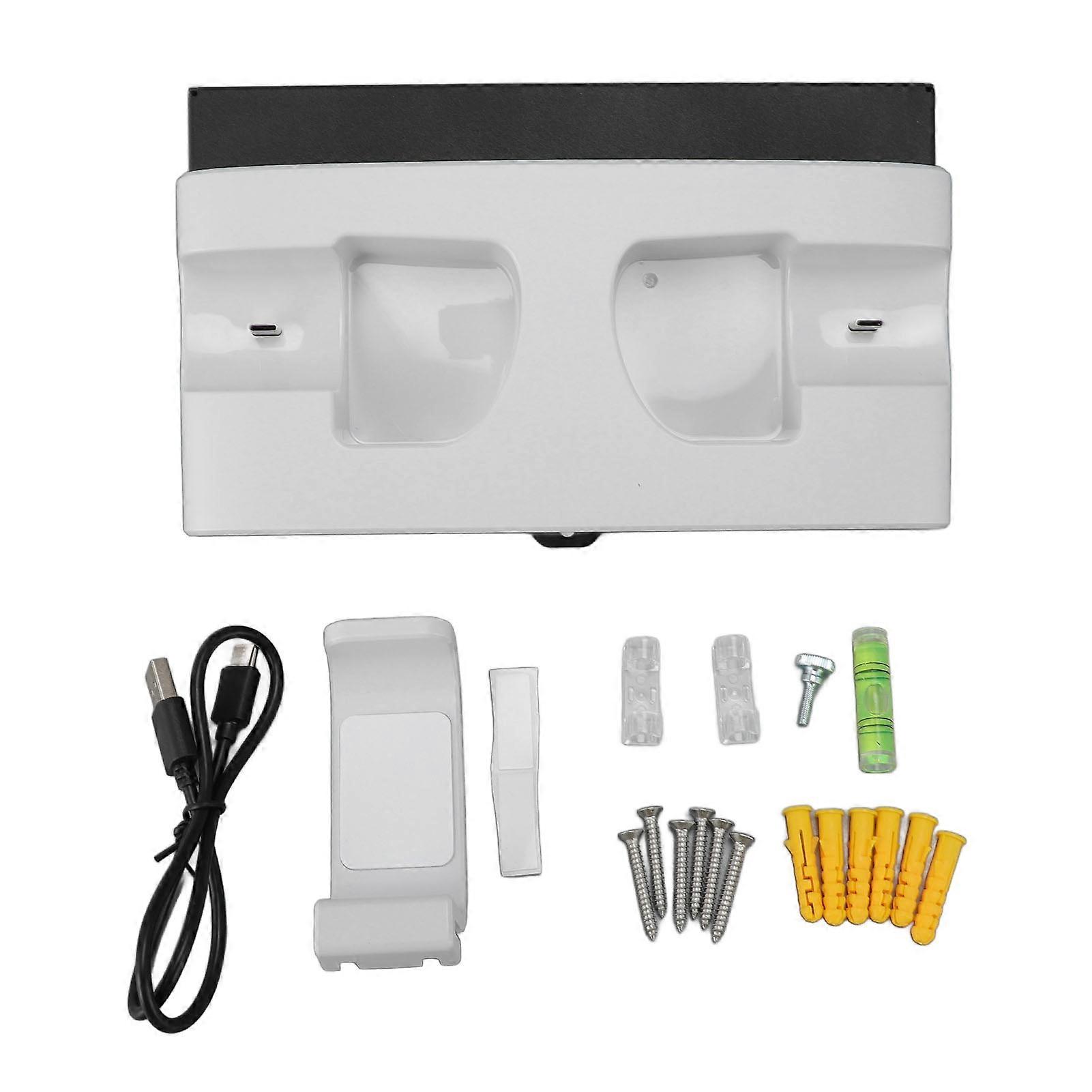 Dual Controller Charging Station with RGB Lights and Headset Hook - Wall Mount Bracket