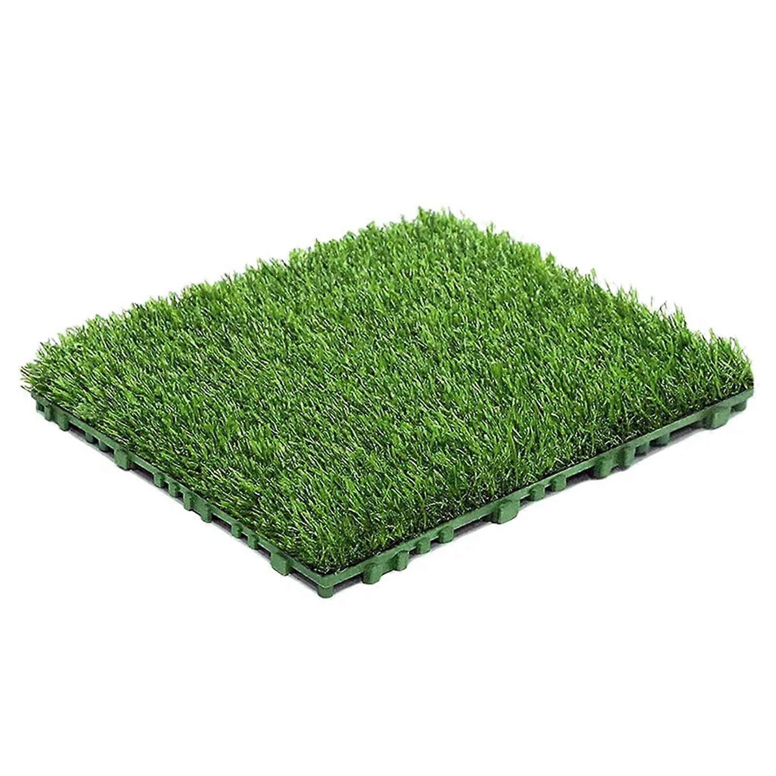 Artificial grass 10 pieces 12 inch x 12 inch square artificial grass mat green interlocking grass floor tiles floor covering decor pad