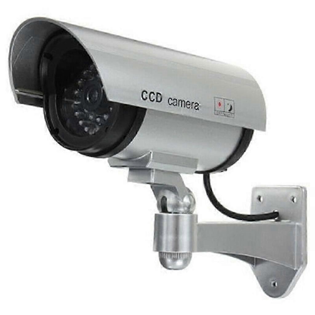 Dummy Surveillance Camera with Red LED Light - Realistic Design for Wall and Ceiling - Requires 2xAA Battery