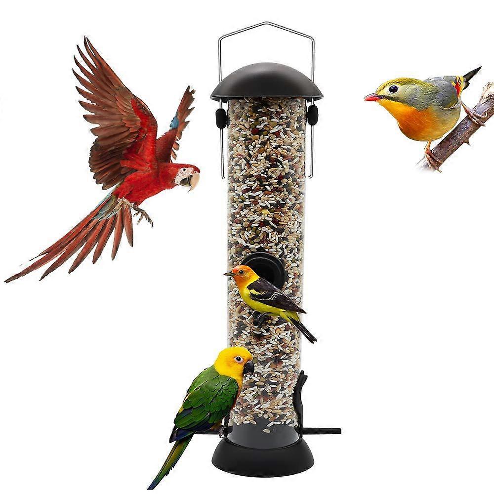 Bird Feeder 14.2 inches/36 cm, Bird Feeder for Birds, Bird Feeder Pipe Hanger with 4 Connections, Large Gra Feeder, 1 Pack