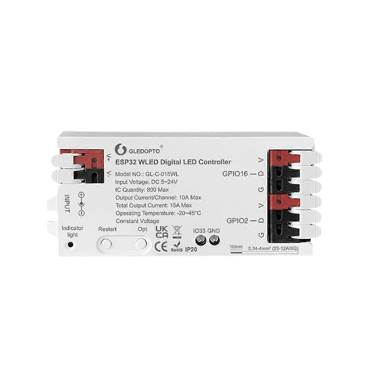 WLED ESP32 Colorful RGB RGBW Controller Simple Wiring DIY Lighting Effects 100+ Supports WS2811 WS