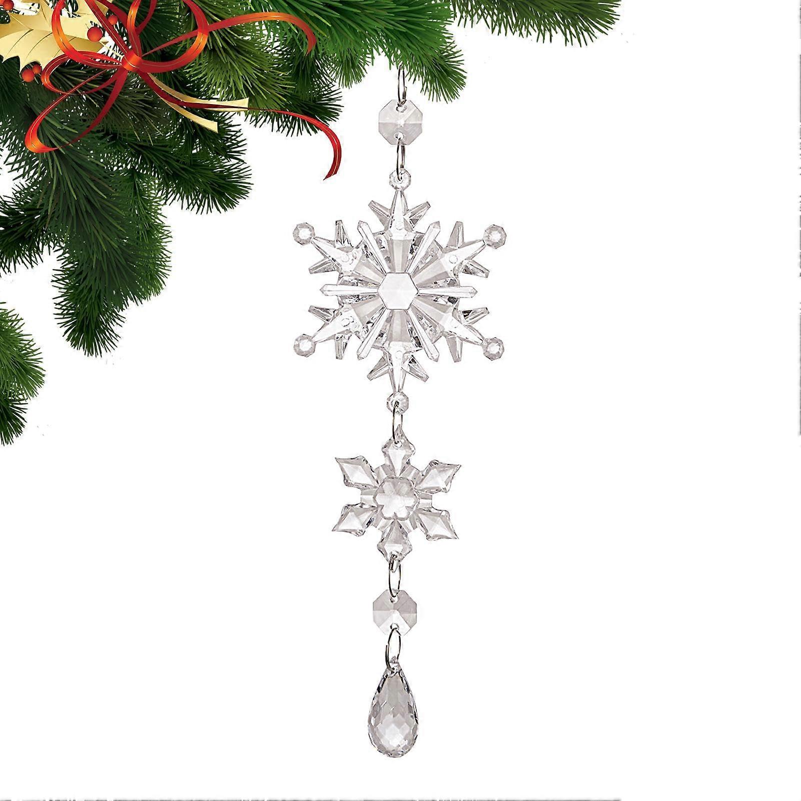 Snowflake Ornament, Acrylic Glitter Christmas Decorations, Transparent Snowflake Decor, Winter Home Decor, 5-Inch Size