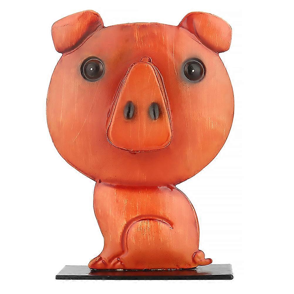 Animal Glasses Holder Stand Eyeglass Storage Rack Iron Pig Model Desktop Ornament Home Use 12x9cm Orange 1Pcs