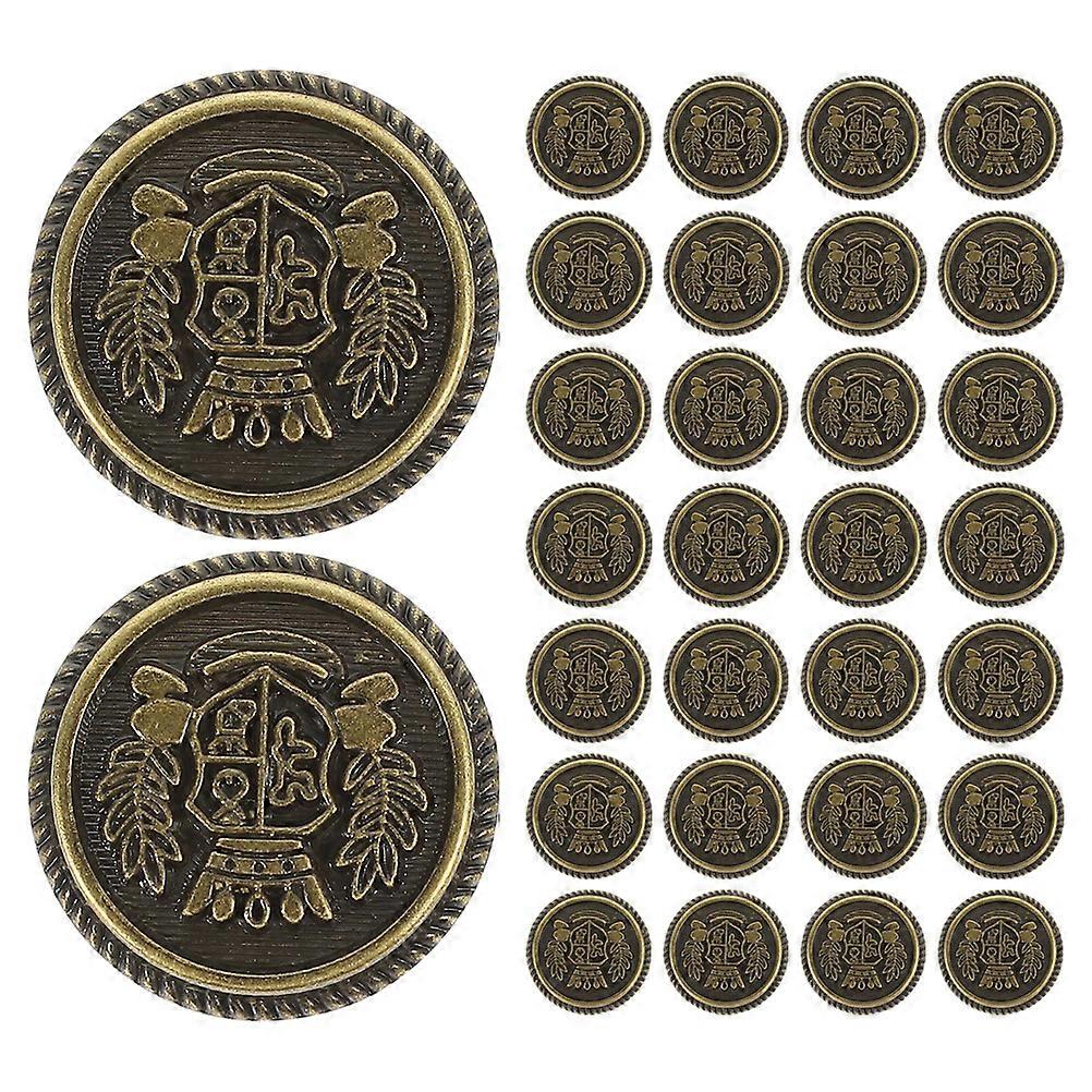 Alloy Coat Button Round Flat Sewing Buttons Antique Bronze For Business Suits Diy Accessories 30Pcs