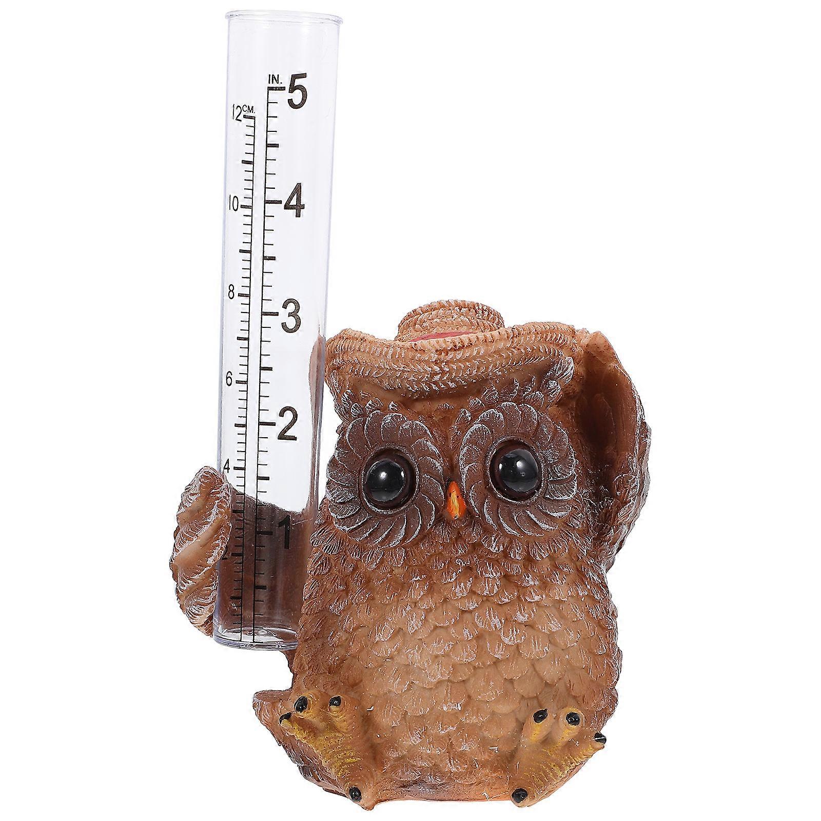 Statue de hibou de pluviomètre décoratif pour la mesure précise de l’eau de la cour 1Pack