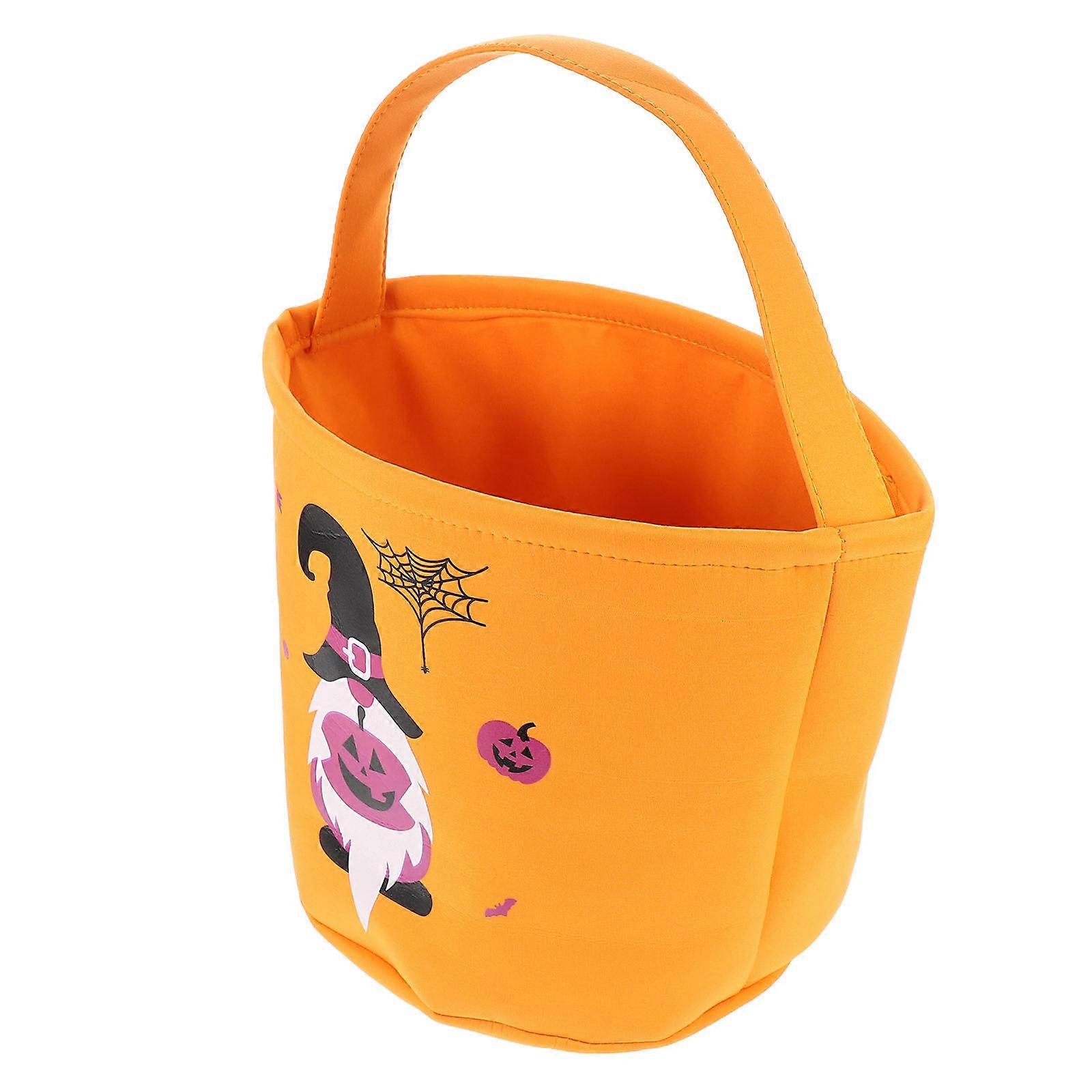 Hollowing Candy Basket Halloween Party Candy Bucket Bucket Shape Orange 24x22cm 1Pc
