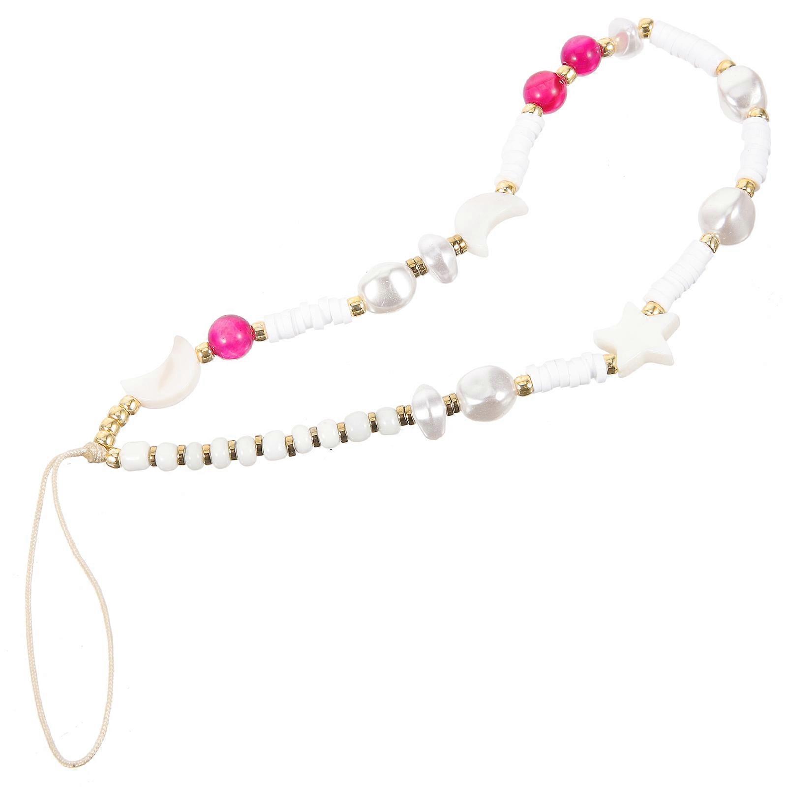 Phone Lanyard Beaded Phone Chain Strap Bracelet Keychain Multi-Colored 23X1CM Anti-Slip Wrist Cord 1Pcs