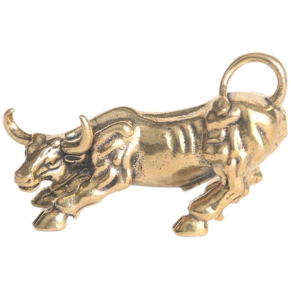 Decorative Statue Cattle Modeling Brass Craft Home Decoration Bull Shape Golden 4.7x1.4x2.9cm 1Set