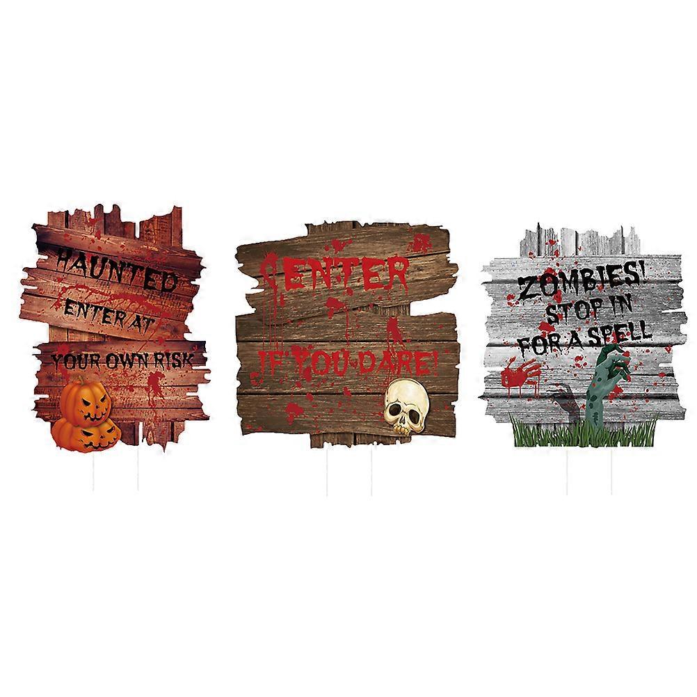 Halloween Signs Creative Lawn Inserts Party Game Props Square Multi-Color Matching Plastic Halloween Enthusiasts 3Pcs1Set