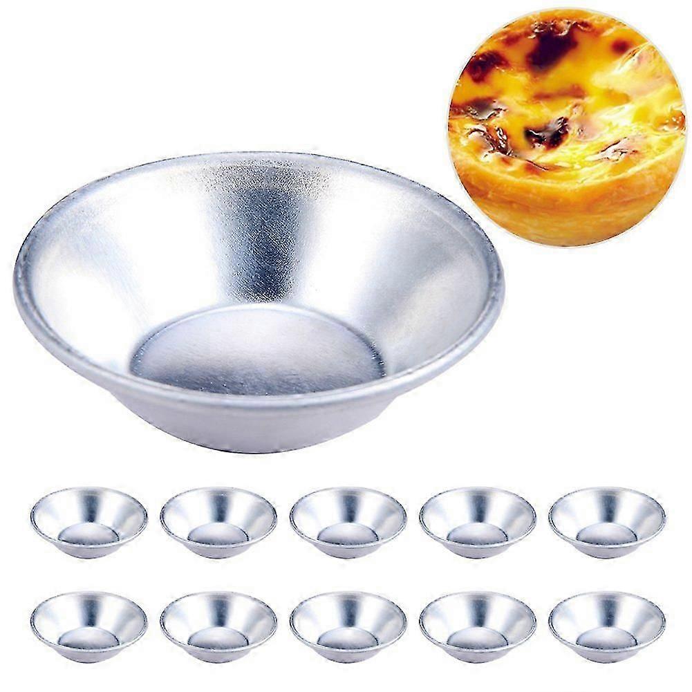 Set of 10 Tin Tartlet Molds for Pie, Pasteis, Oven (Silver)
