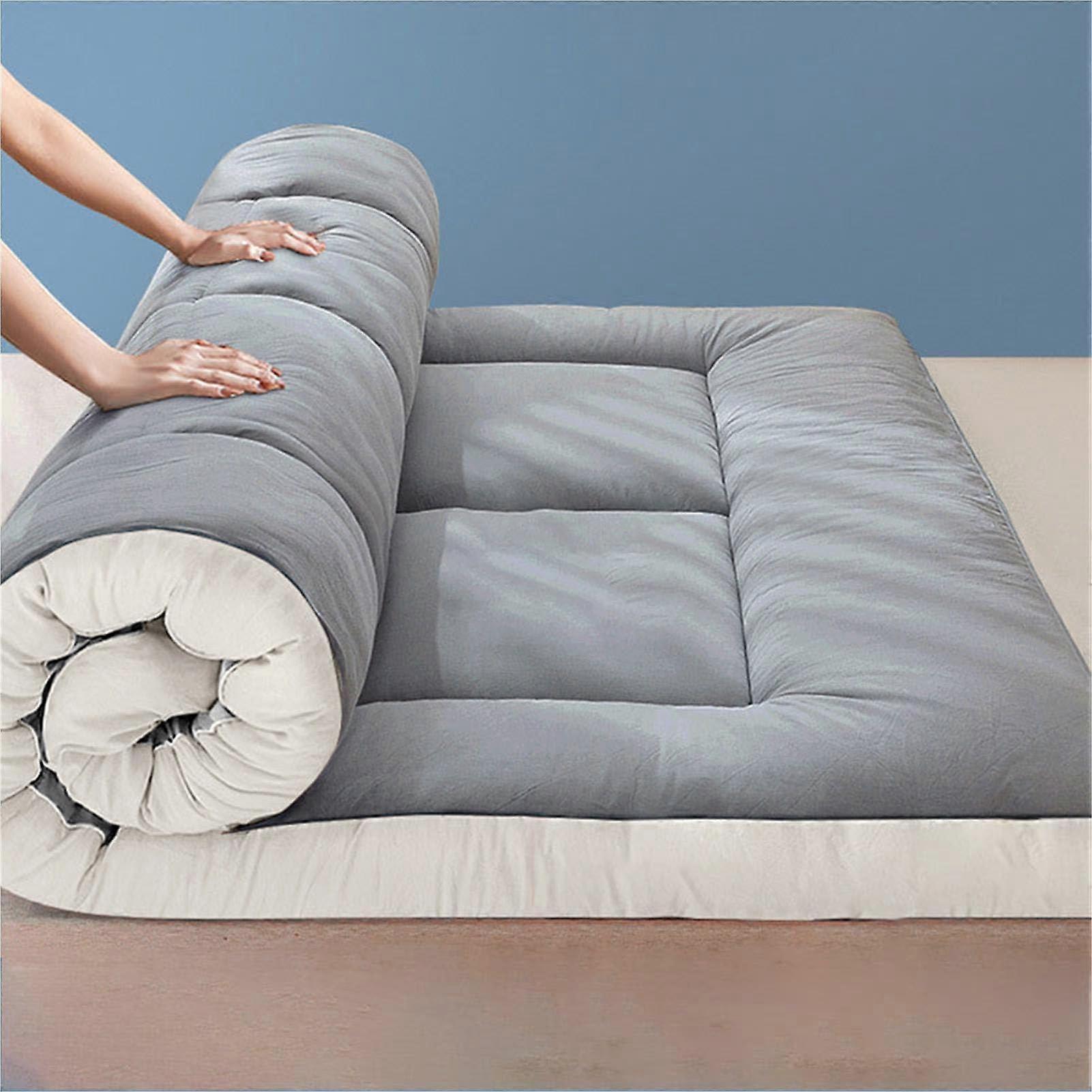 Japanese Floor Mattress - Single/Double Foldable, 6 cm Thick, 150x200 cm, Breathable Soft Plush for Dorm Rooms