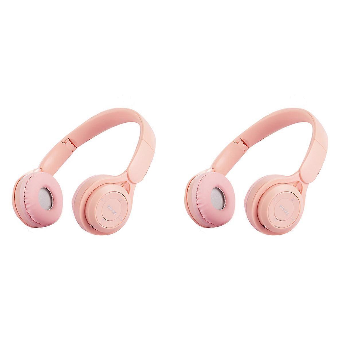 Wireless Bluetooth Headset Portable Foldable Children Headset Pinkish