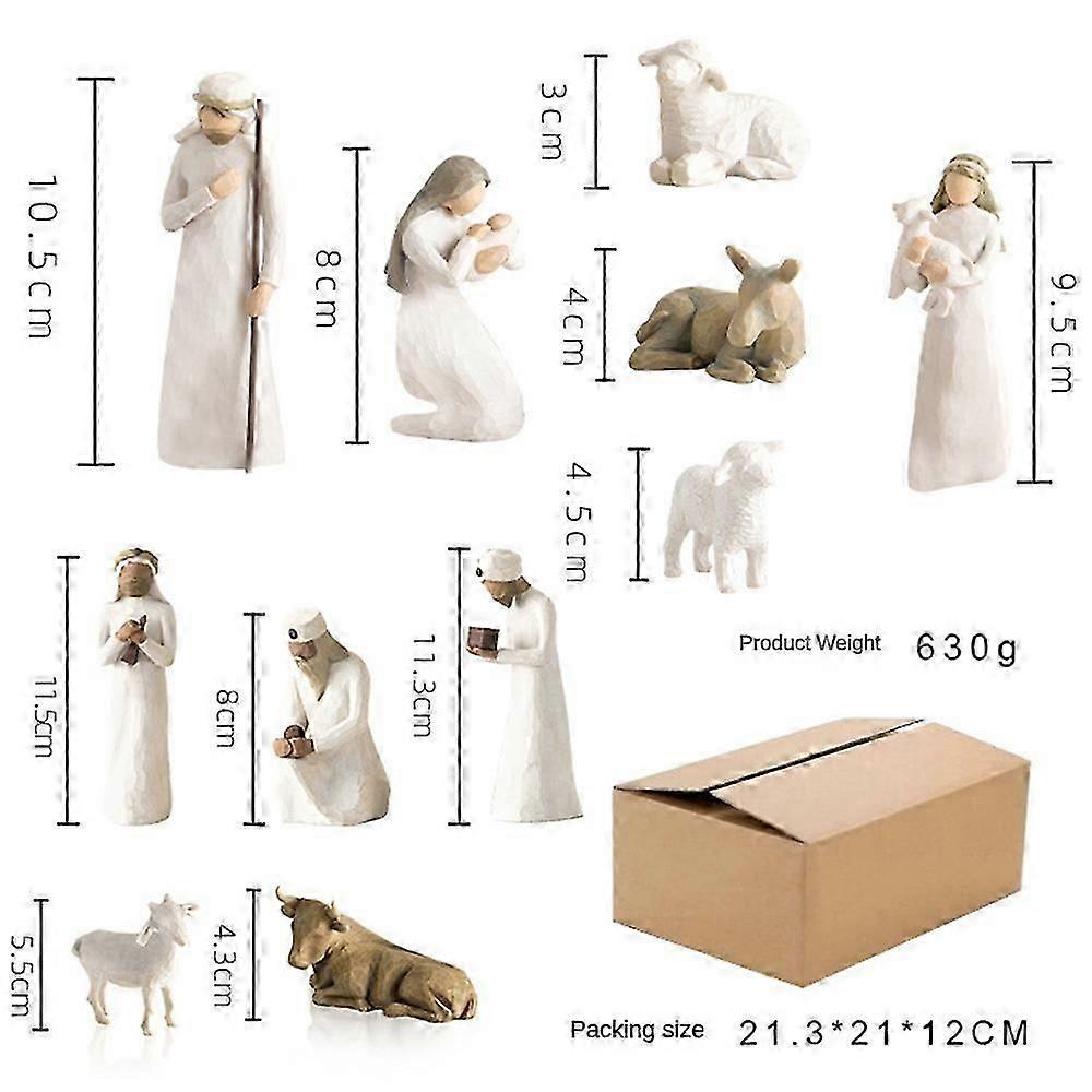 Harpiks indgraveret håndmalet dukke Hyrde Willow Tree Figur Nativity Collection Dekorative statue skrivebord Indretning Julegaver